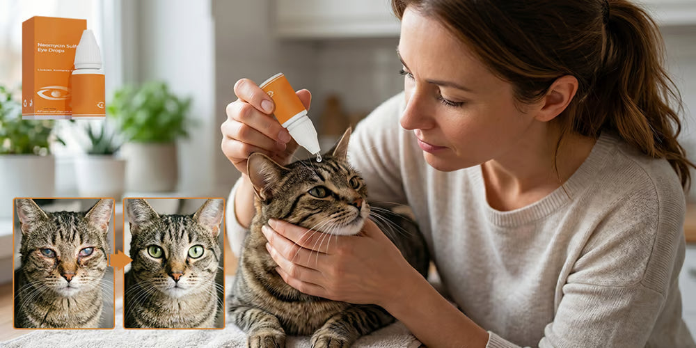 🐾 Pet Antibacterial Eye Drops – Gentle Eye Care & Tear Stain Cleaner for Cats & Dogs