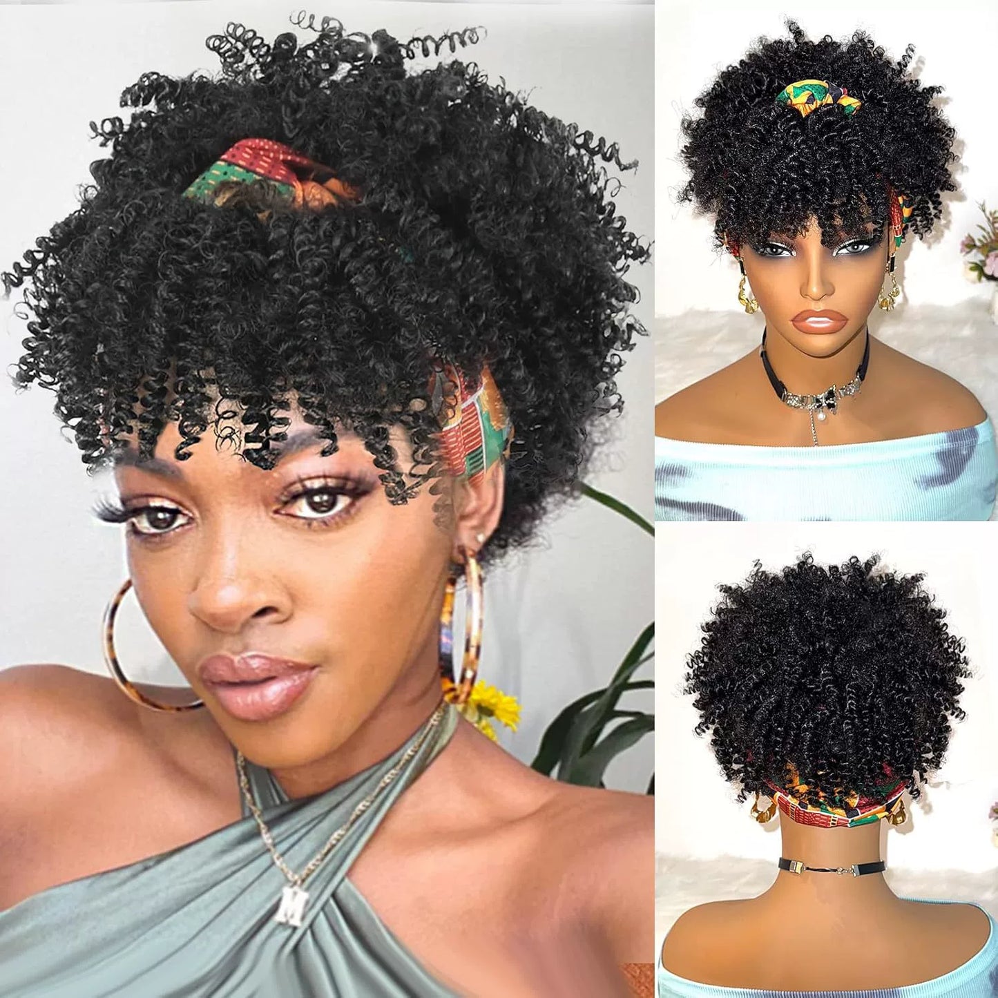 African fluffy curly hairband wig