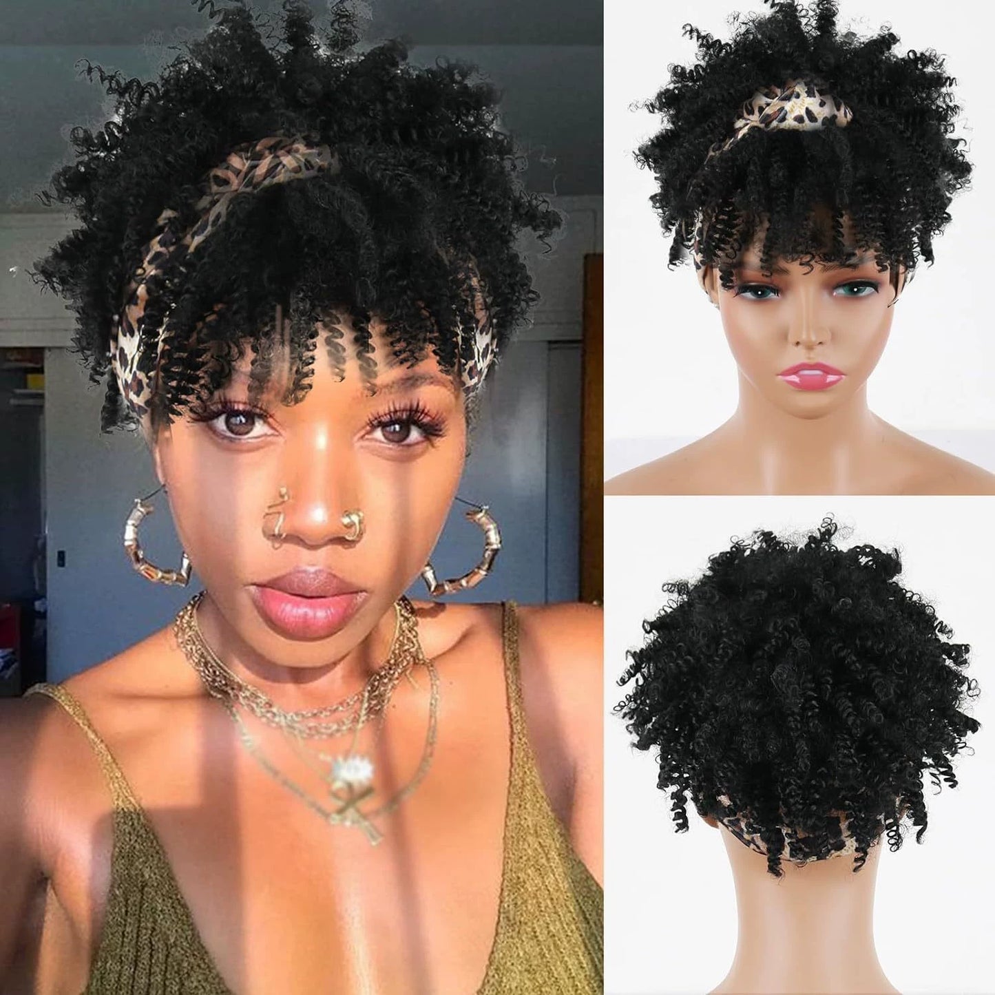 African fluffy curly hairband wig
