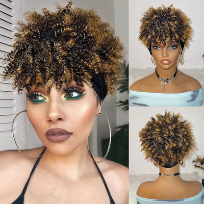 African fluffy curly hairband wig