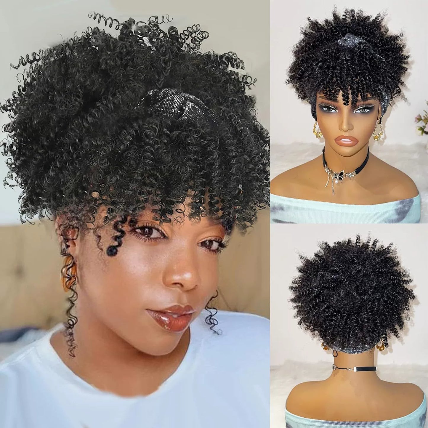 African fluffy curly hairband wig